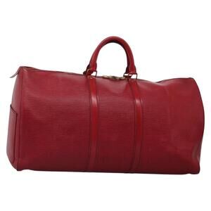 LOUIS VUITTON Epi Keepall 55 Boston Bag Red M42957